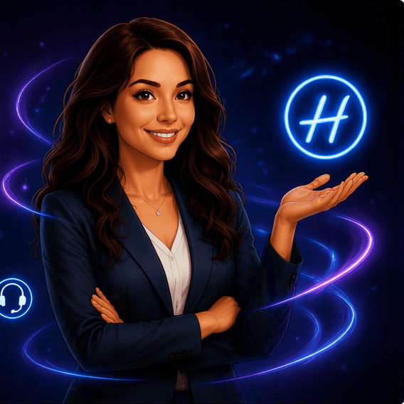 Heather, a warm financial advocate in a navy blazer